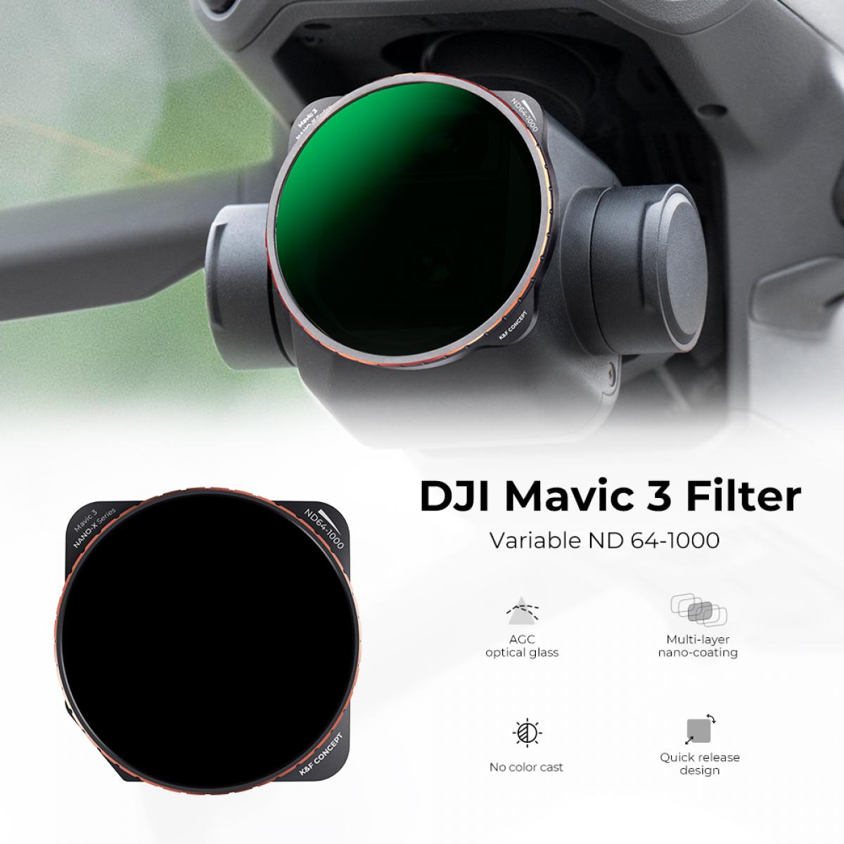 Filtro ND64 1000 variável para DJI Mavic 3 filtro de densidade neutra