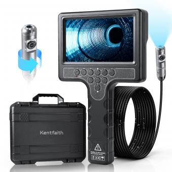 KentFaith Cámara de Inspección de Fontanería Dual Cámara 23mm con Cámara Lateral Giratoria de 360° Pantalla HD de 7 Pulgadas