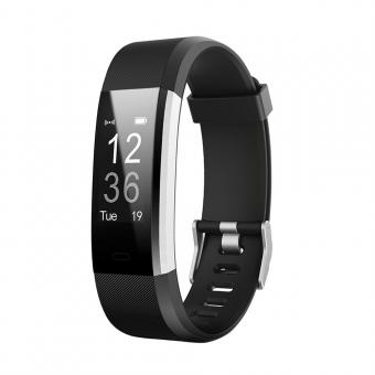 ID115HR PLUS Smart Bracelet Sports Wristband Fitness Tracker Heart Rate Monitor - Black