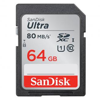 Карта памяти SanDisk Ultra 64 ГБ SDXC UHS-I, C10 До 80 МБ / с SDSDUNC-064G-ZN6IN Карта памяти SanDisk Ultra 64 ГБ SDXC UHS-I, C10 До 80 МБ / с SDSDUNC-064G-ZN6IN