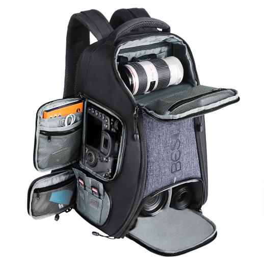 Beschoi Waterproof Camera Bag with Tripod Strap and Rain Cover Large Capacity Rucksack for Digital SLR Camera