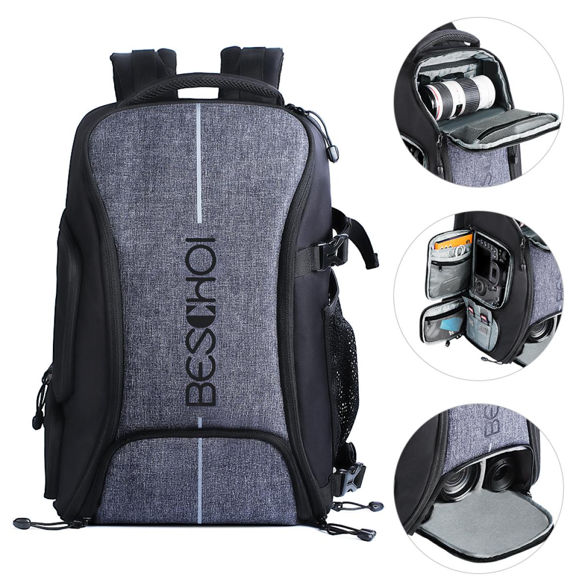 Водонепроницаемая сумка для камеры Beschoi с ремешком для штатива и дождевиком Рюкзак большой емкости для цифровой зеркальной камеры