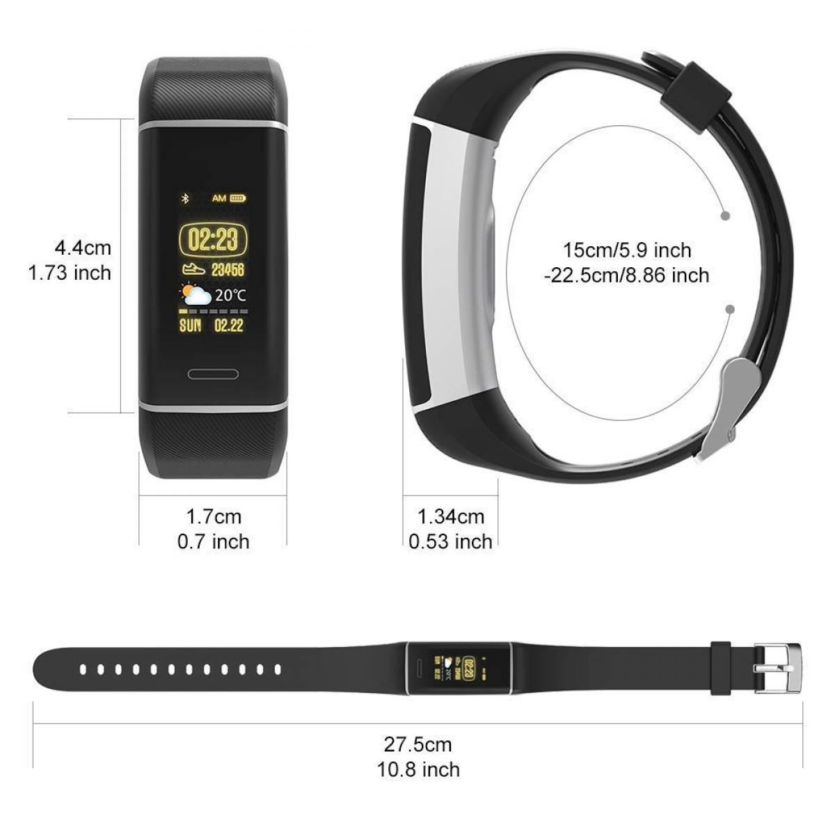 GPS-fitnesstracker, horloge met kleurenscherm Activity Tracker met hartslagmeter, ingebouwde met sportmodi, waterdichte IPX67 Bluetooth-polsband met stappenteller, calorieënteller