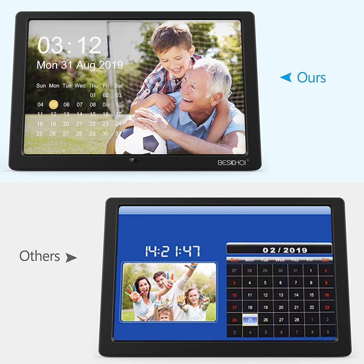 BESCHOI Cornice per foto digitale da 10,1 pollici, 1280x800 Full IPS ad alta risoluzione