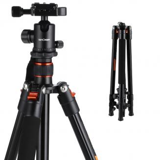 K&F Concept TM2324 Orange Aluminium Kamerastativ Fotostativ Reisestativ Einbeinsativ-Funktion Kugelkopf