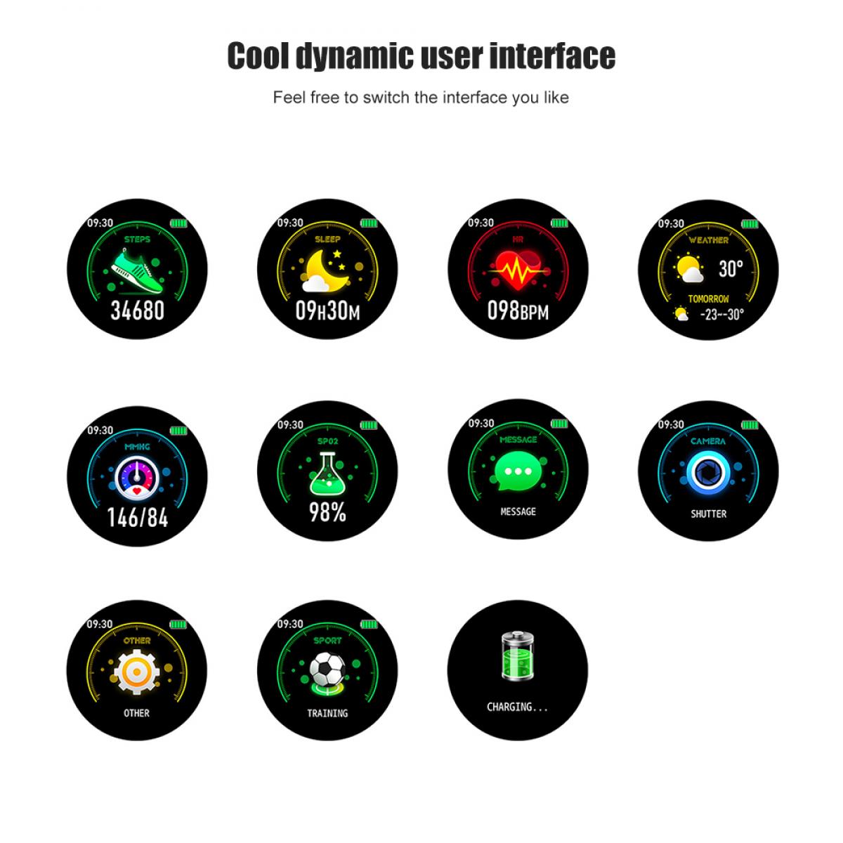 K&F Concept KW19 Pro Smartwatch Full Screen Touch Monitoraggio della pressione sanguigna Cardiofrequenzimetro Fitness Tracker- Bianco