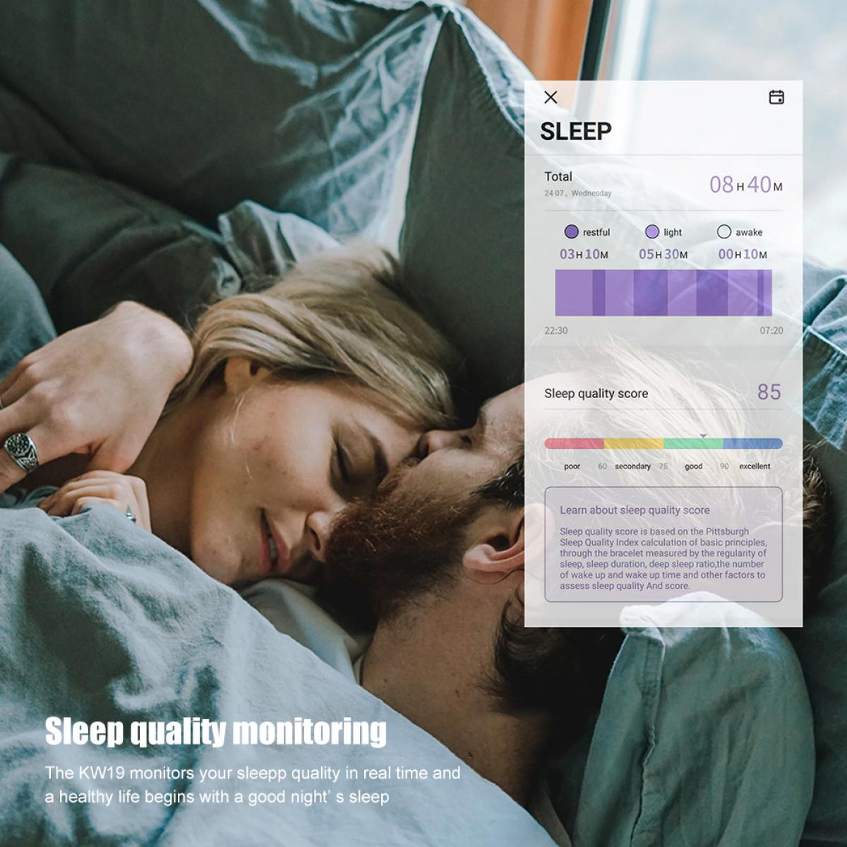 K&F Concept KW19 Pro Smartwatch Full Screen Touch Monitoraggio della pressione sanguigna Cardiofrequenzimetro Fitness Tracker- Bianco