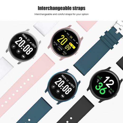 K&F Concept KW19 Volledig scherm Touch Smart Watch Bloeddruk Hartslagmeter Fitness Tracker-roze