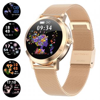 KW10 Frauen Smartwatch Armband IP68 Wasserdichter Herzfrequenzmesser Für Android IOS Sport Tracker -Golden
