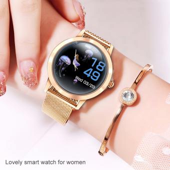  KW10 Reloj inteligente para mujer Fitness IP68 Monitor de frecuencia cardíaca a prueba de agua para Android IOS Sport Tracker-Golden