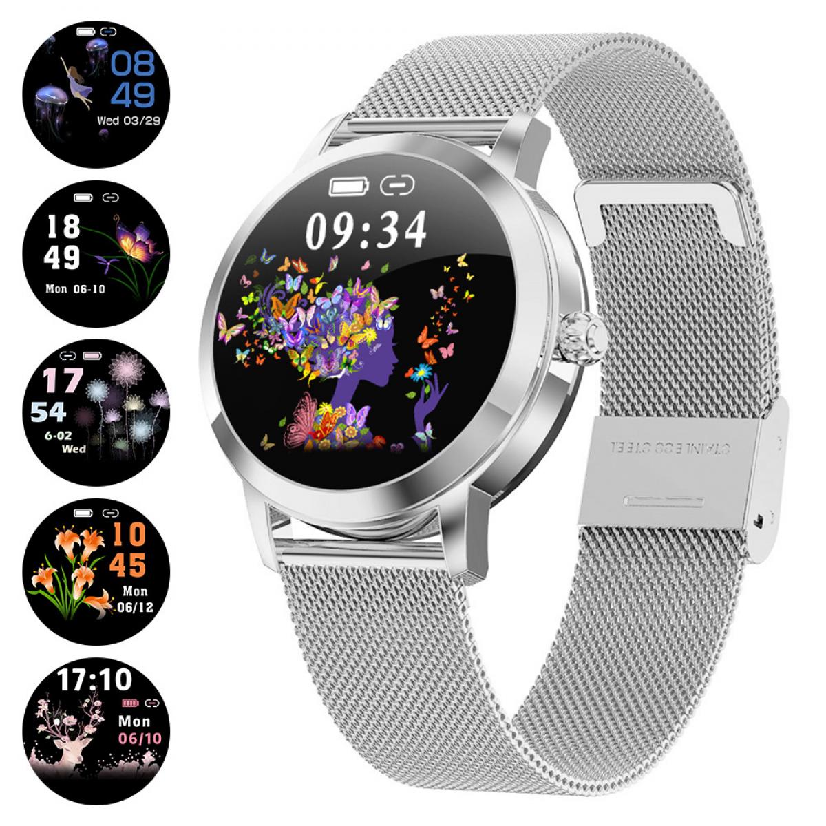 KW10 Kvinder Smart Watch Lady Armbånd Smartwatch Clock IP68 Vandtæt pulsmåler til Android IOS Sport Tracker-sølvfarvet - Concept