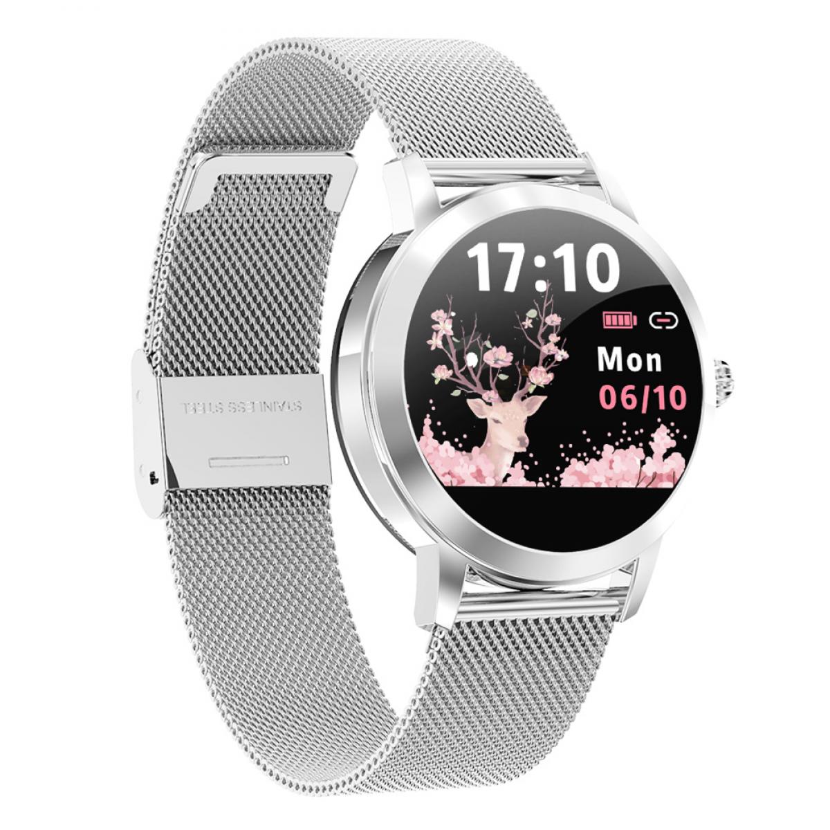 Litterær kunst klodset lære KW10 Kvinder Smart Watch Lady Fitness Armbånd Smartwatch Clock IP68 Vandtæt  pulsmåler til Android IOS Sport Tracker-sølvfarvet - K&F Concept