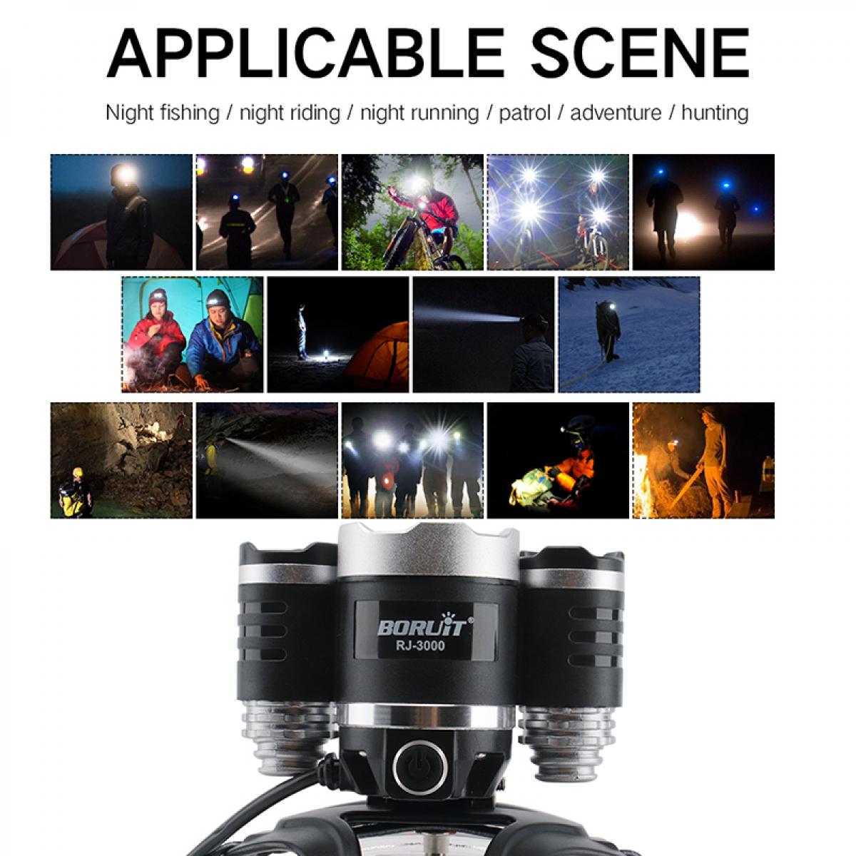 RJ-3000 20W High Brightness 4000LM 3LED Luce bianca faro sportivo nero