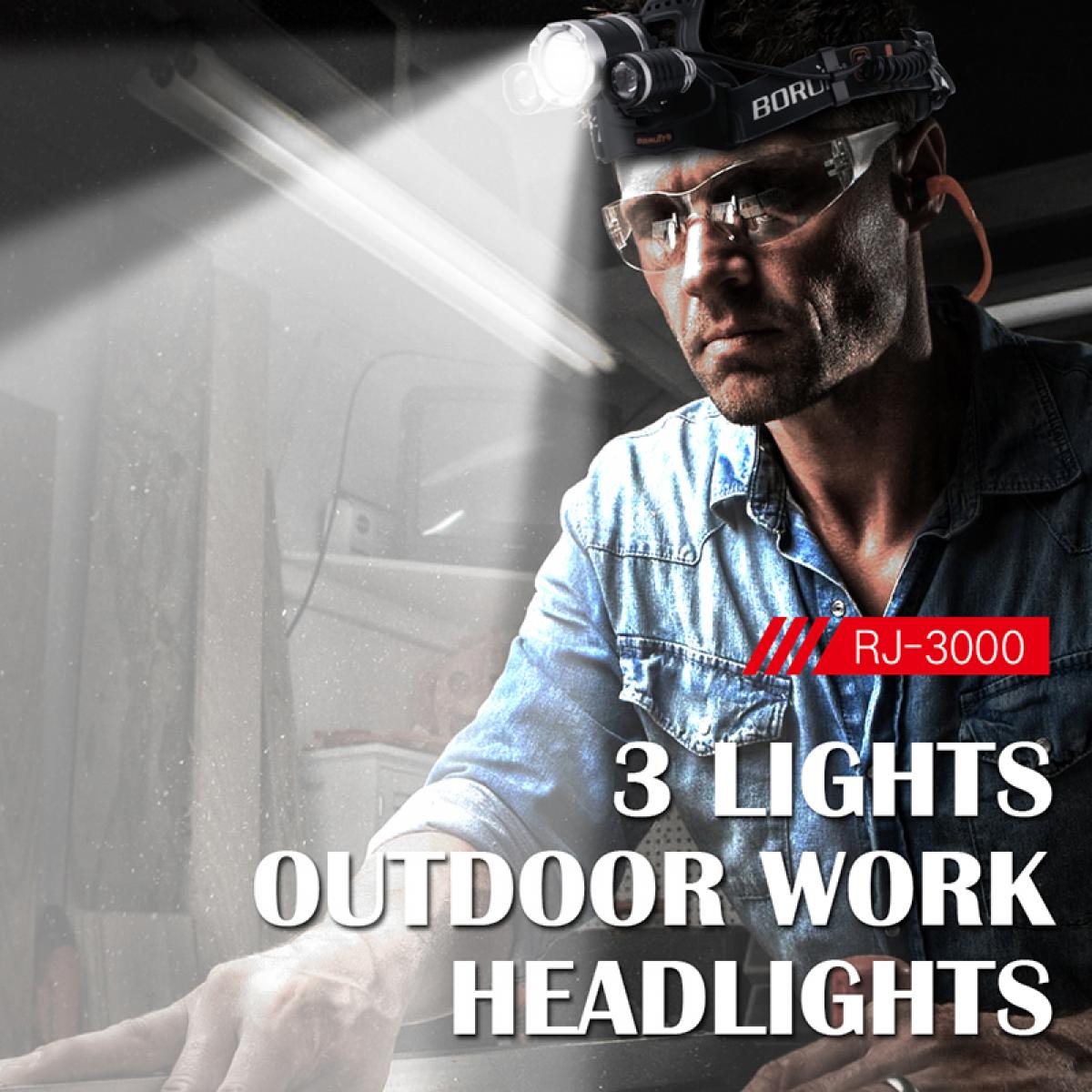 RJ-3000 20W High Brightness 4000LM 3LED Luce bianca faro sportivo nero