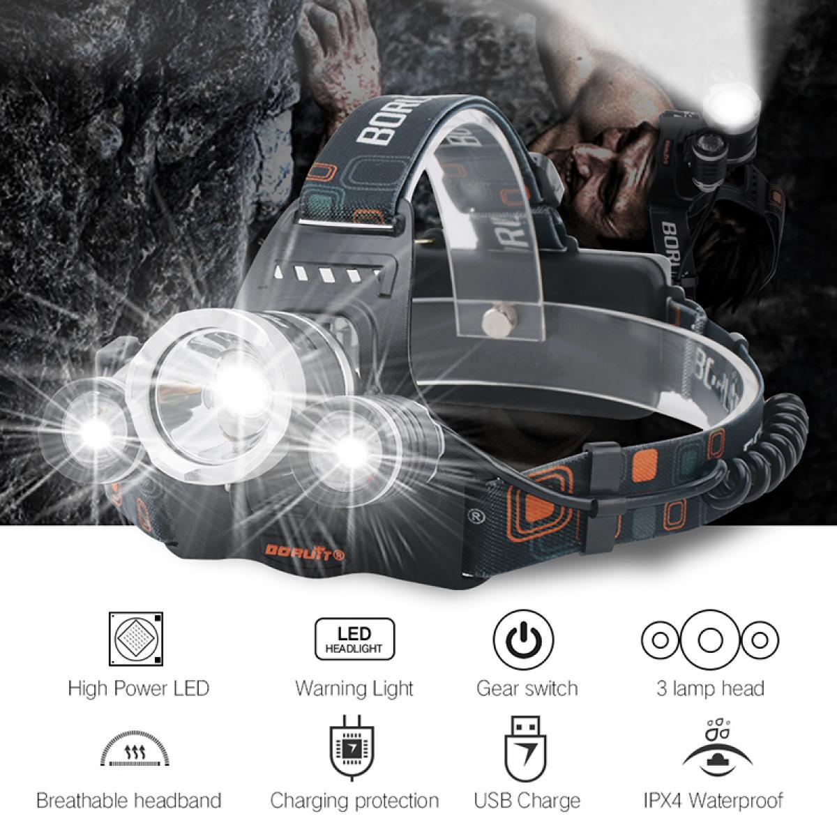 RJ-3000 20W High Brightness 4000LM 3LED Luce bianca faro sportivo nero