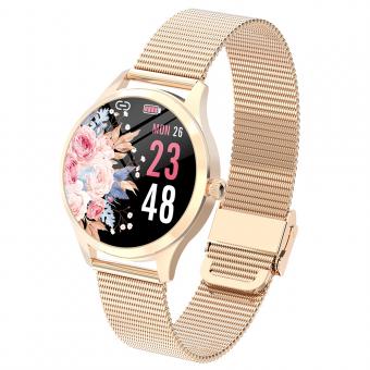 LW07 Vollkreis Full Touch weibliche Smartwatch Armband, Gold