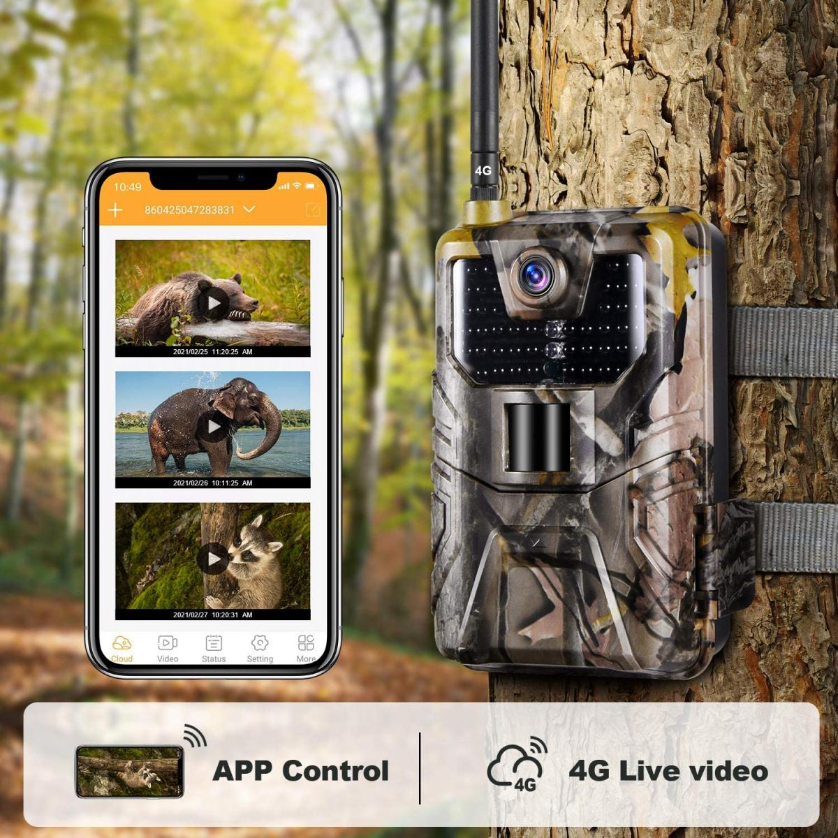 LTE 4G Cellular Trail Cameras Cámara inalámbrica de video en vivo de 30MP 4K - Tarjeta SIM gratuita