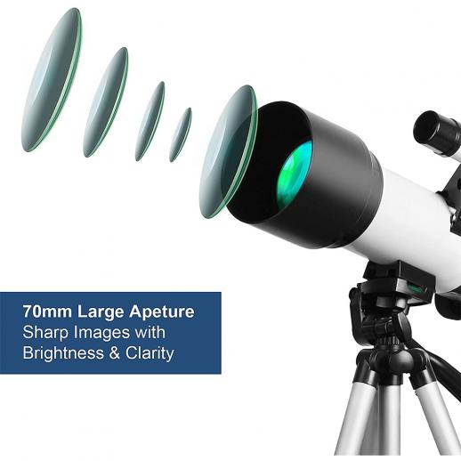Portable Travel with an Tripod Height Adjustable Mount,Backpack Compact and Portable Astronomical Refractor Telescope Beginners Fully Multi-Coated Optics Astronomy Telescope for Kids Adults 