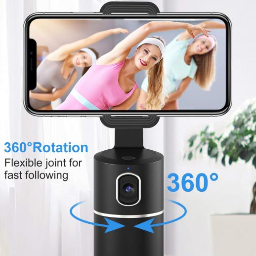 Auto Face Tracking Tripod, 360° Rotation Phone Camera Mount with Selfie  Ring Light, No App, Battery Operated Smart Shooting Holder for Live Vlog