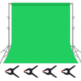 1.8*2.8m green muslin background, foldable soft seamless keying cloth with 4 spring clips, used for video photography and TV