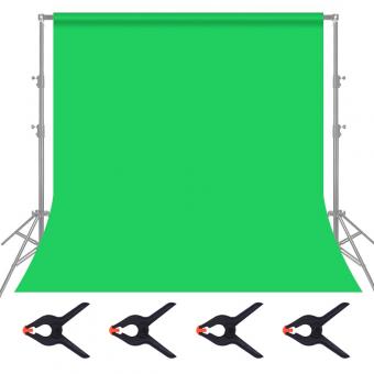 1.8*2.8m green muslin background, foldable soft seamless keying cloth with 4 spring clips, used for video photography and TV