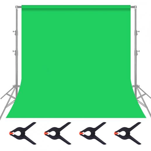 1.8*2.8 m zielone tło muślinowe, składana miękka bezszwowa tkanina do kluczowania z 4 klipsami sprężynowymi, używana do fotografii wideo i telewizji