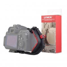 Skórzany pasek na nadgarstek aparatu, regulowany pasek na rękę LYNCA E6 (z płytką szybkiego zwalniania), doskonała stabilność i bezpieczeństwo chwytu, odpowiedni do aparatów Canon Nikon, Sony Fujifilm DSLR itp. (czarny)