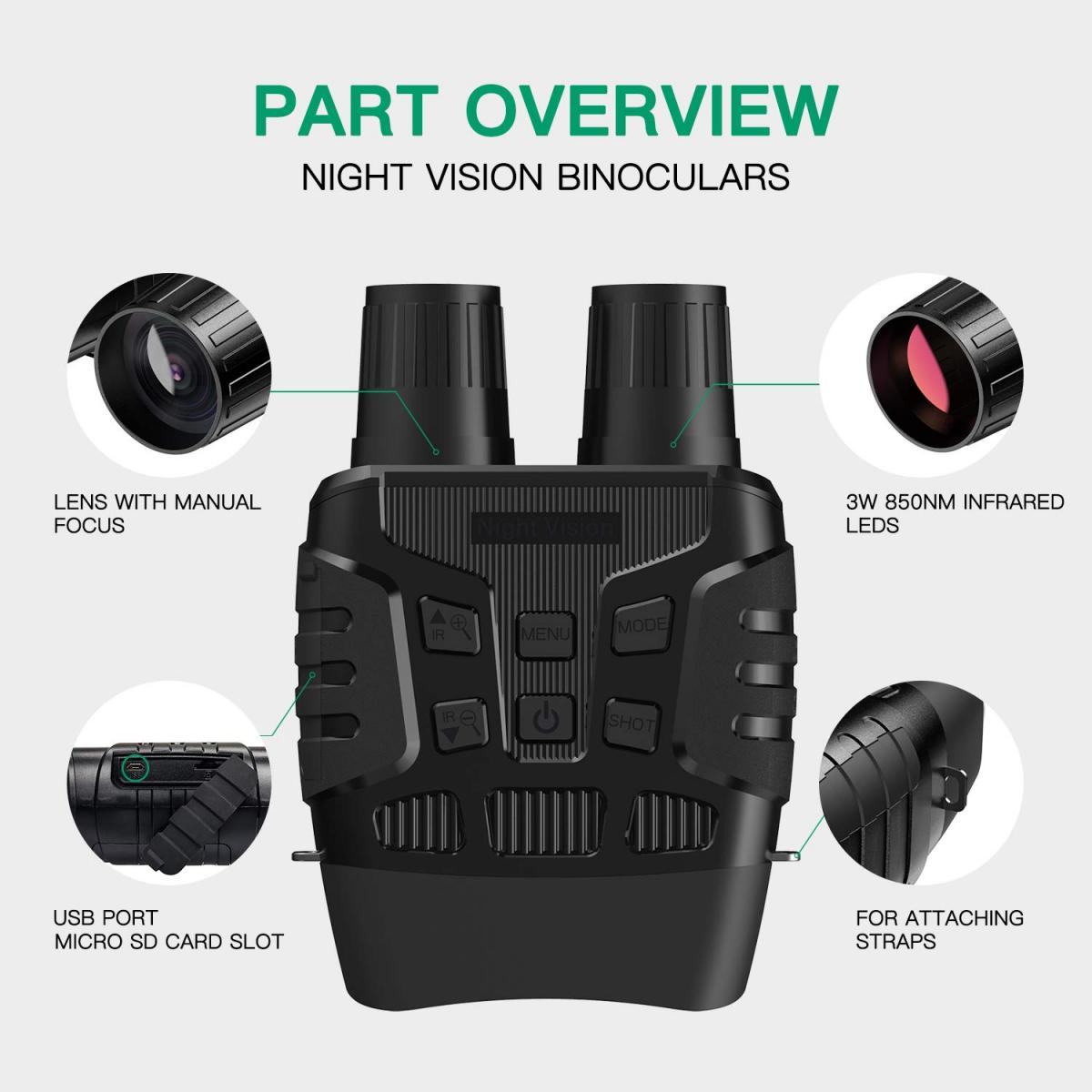 Infrared Night Vision Binoculars 2.31" TFT LCD Screen ,4x digital zoom