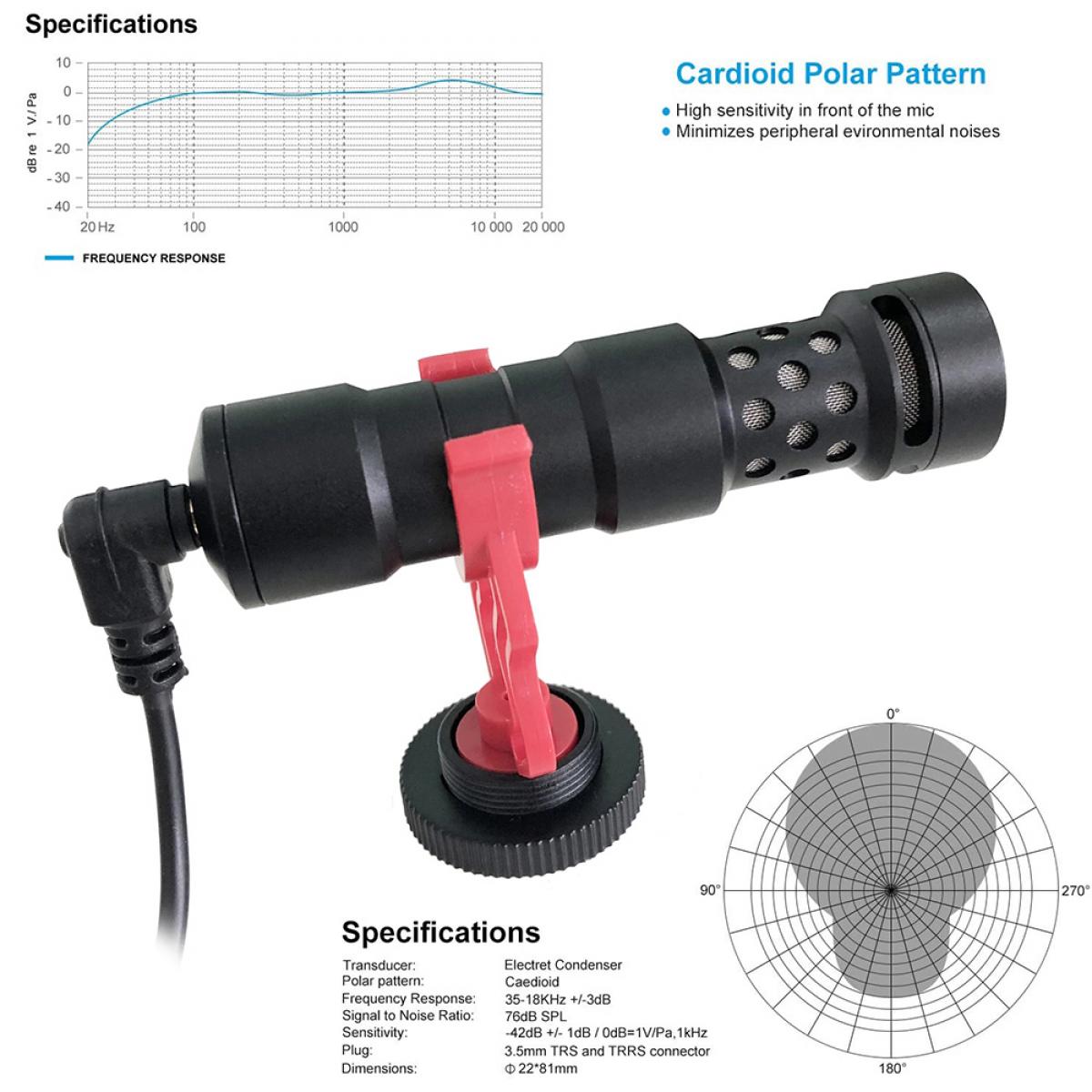 Mini microfono per videocamera Microfono per fucile a pompa con supporto  antiurto per Vloging