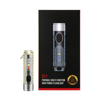 S11 Mini-Taschenlampe mit Nachtlicht, UV-Licht und Warnlicht 400 Lumen