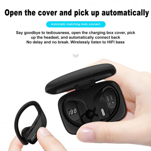 Écouteurs sans fil Casque Bluetooth Écouteurs de lecture 48H TWS Basse  profonde dans l'oreille Étanche avec microphone Affichage à LED pour le  sport Noir - K&F Concept