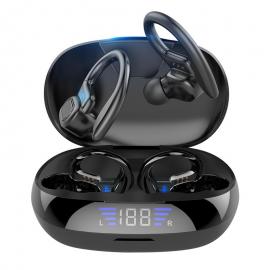 Auricolare Bluetooth TWS con microfono Sport Gancio per l'orecchio Display a LED Auricolare wireless Auricolari stereo HiFi Auricolare impermeabile
