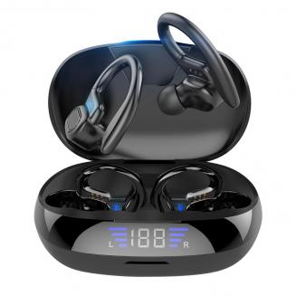 Auricular Bluetooth V5.3 mejorado, auriculares Bluetooth HD de 48 horas,  pantalla LED, botón de volumen, auriculares Bluetooth de un solo oído, para
