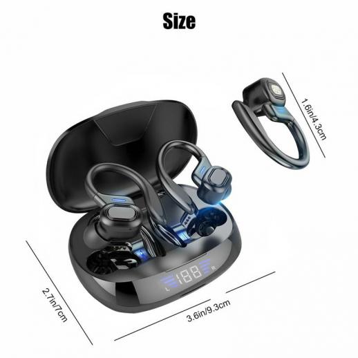 TWS Sport Kopfhörer Bluetooth 5.0 Kopfhörer Kabellos Ohrbügel Bass Headset Mic 