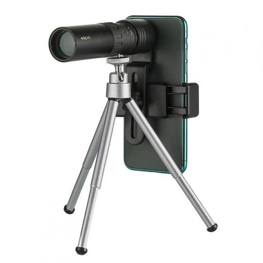 10-300×40 kontinuerlig zoom monokulära, högupplösta militära metallteleskop med smarttelefonhållare och stativ, vattentät ultra-telefonmonokulära monokulära, används för fågelskådning, jakt, camping