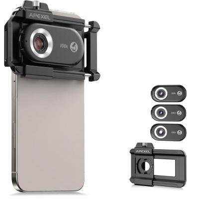 100X/150X/200X Lens ile Makro Telefon Lens 1 Kit Yapılan CPL Filtresi LED Işık