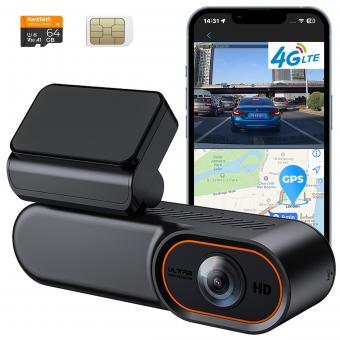 4G LTE Dash Cam Front Camera for Cars, Remote Live-View & Location, Event Video Alarm & Upload to Cloud Storage, 24/7 Parking Mode OBD Power Cable, Kentfaith