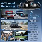 4 Canale Dash Cam, Vista a 360°, 2K Anteriore 1080P Posteriore Interno Sinistro Destro Telecamera Auto, Visione Notturna IR, WDR, WiFi 5G, Modalità Parcheggio 24H, G-Sensor, Cavo OBD Incluso, Kentfaith