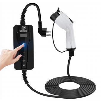 American standard AC (J1772) Type1 indicator light charging gun, portable EV charger (16 amperes, 110-240V, switchable current charging box, 16.3 foot cable), electric vehicle portable charger with NEMA 6-20P