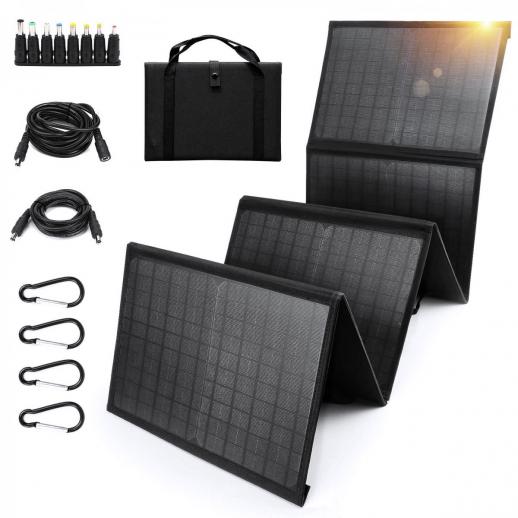 Foldable Solar Panel – 60W Portable Solar Panels with 5V USB and 18V DC for Camping,Cell Phone,Tablet and 5-18V Devices – Compatible with Solar Generators Power Stations