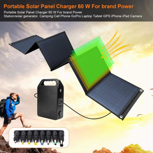 Pannello solare pieghevole - 60W pannelli solari portatili con 5V USB e 18V  DC per campeggio, telefono cellulare, tablet e dispositivi 5-18V -  compatibile con le stazioni elettriche dei generatori solari - K&F Concept