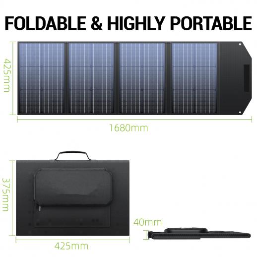 Pannello solare pieghevole 100W, IP67 impermeabile pannello solare  portatile con QC 3.0 e uscite USB-C, supporto regolabile caricabatterie  solare