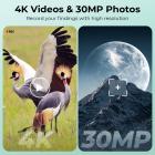 Spotting Scope para Observação de Aves Telescópio com Vídeo 4K Foto 30MP Tela 3in para Lua Estrela Kentfaith