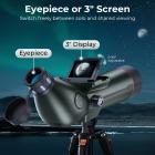 Spotting Scope para Observação de Aves Telescópio com Vídeo 4K Foto 30MP Tela 3in para Lua Estrela Kentfaith