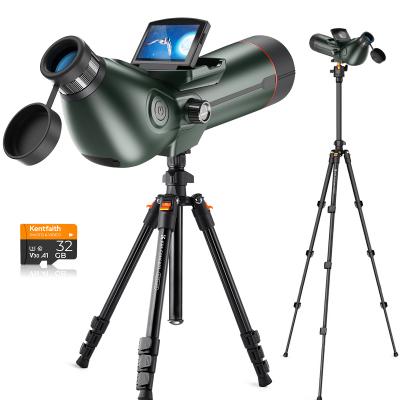 Spotting Scope med Stativ Fuglekikkingsmonokulært Teleskop med Kamera 4K Video 30MP Bilde 3in Skjerm for Måne Stjerne Kentfaith