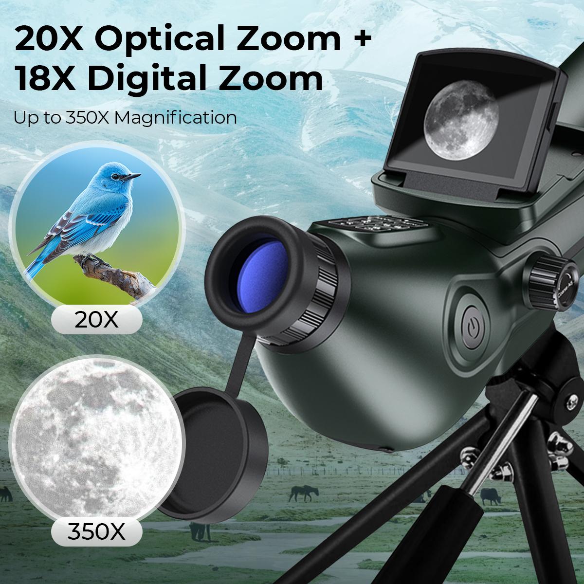 Spotting Scope With 4K Camera & Tripod, High-powered Telescope With 30MP HD Photo/Video, 3in Display For Bird Watching, Moon & Stars - View #7