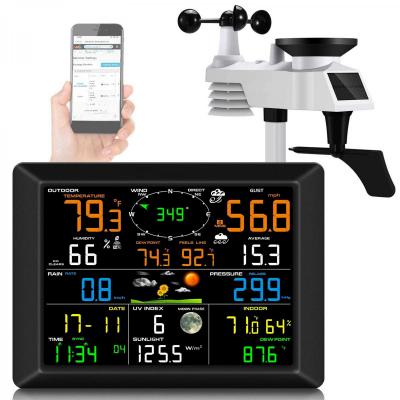 Stazione meteo WiFi, Stazione meteo senza fili da 10,2 pollici di grande display, Stazioni meteo senza fili indoor all'aperto con indicatore della pioggia e velocità del vento, previsioni meteo, misuratore del vento, Wunderground