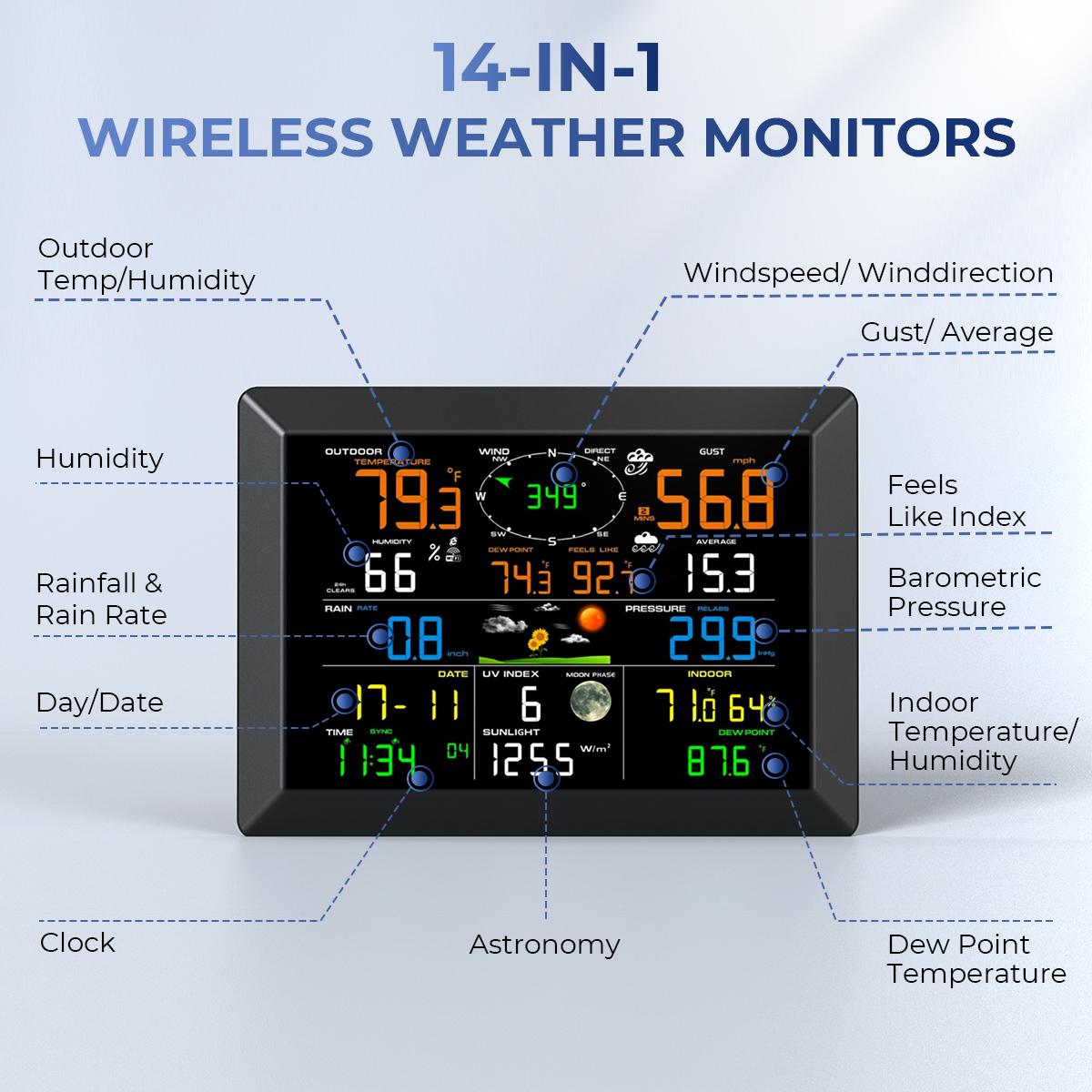 WiFi Weerstation 10 2 Inch Grote Weergave Draadloze Weerstation