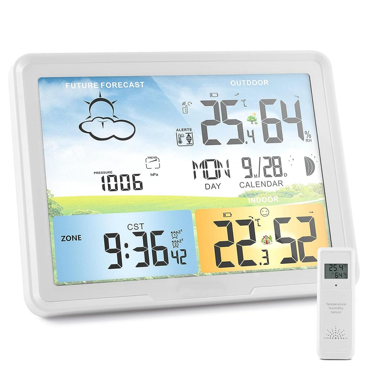Station météo sans fil Thermomètre intérieur Hygromètre Horloge Digital