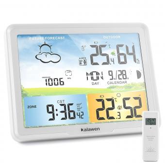 Weather Station Wireless Indoor Outdoor Home Weather Stations with Atomic Clock, Digital Weather Thermometer, Temperature Humidity Monitor Weather Forecast Stations with Moon Phase
